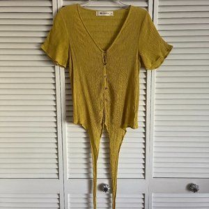 The Impeccable Pig v neck short sleeve blouse yellow women’s small
